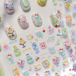 Soda Fruit Beverage Bottle Bear Watermelon Popsicle Dessert Ice Cream Cat Cherry Strawberry Bow Summer Nail Art Stickers Decals (ONLINE ORDER ONLY)
