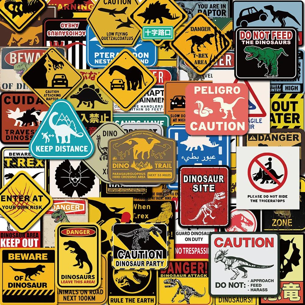 60PCS Jurassic World Signs Dinosaur Painting Vintage Stickers Plant Luggage Motorcycle Bike Laptop Decals Graffiti Sticker (ONLINE ORDER ONLY)