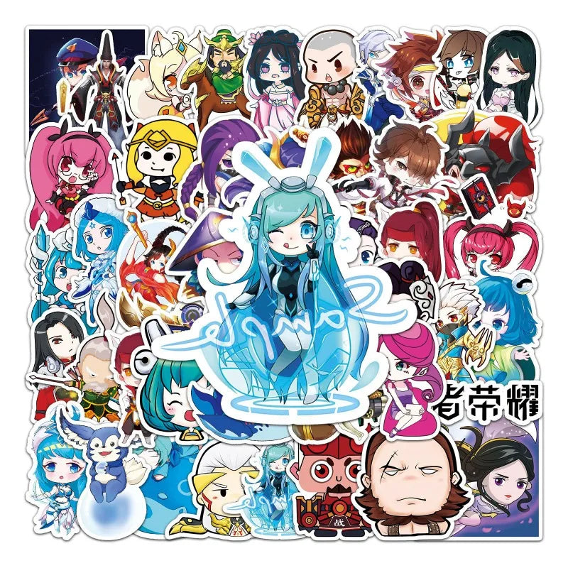 50pcs Honor of Kings Anime Stickers for Laptop, Phone, Suitcase, Water Bottle, Scooter, Fridge (Online Order Only)