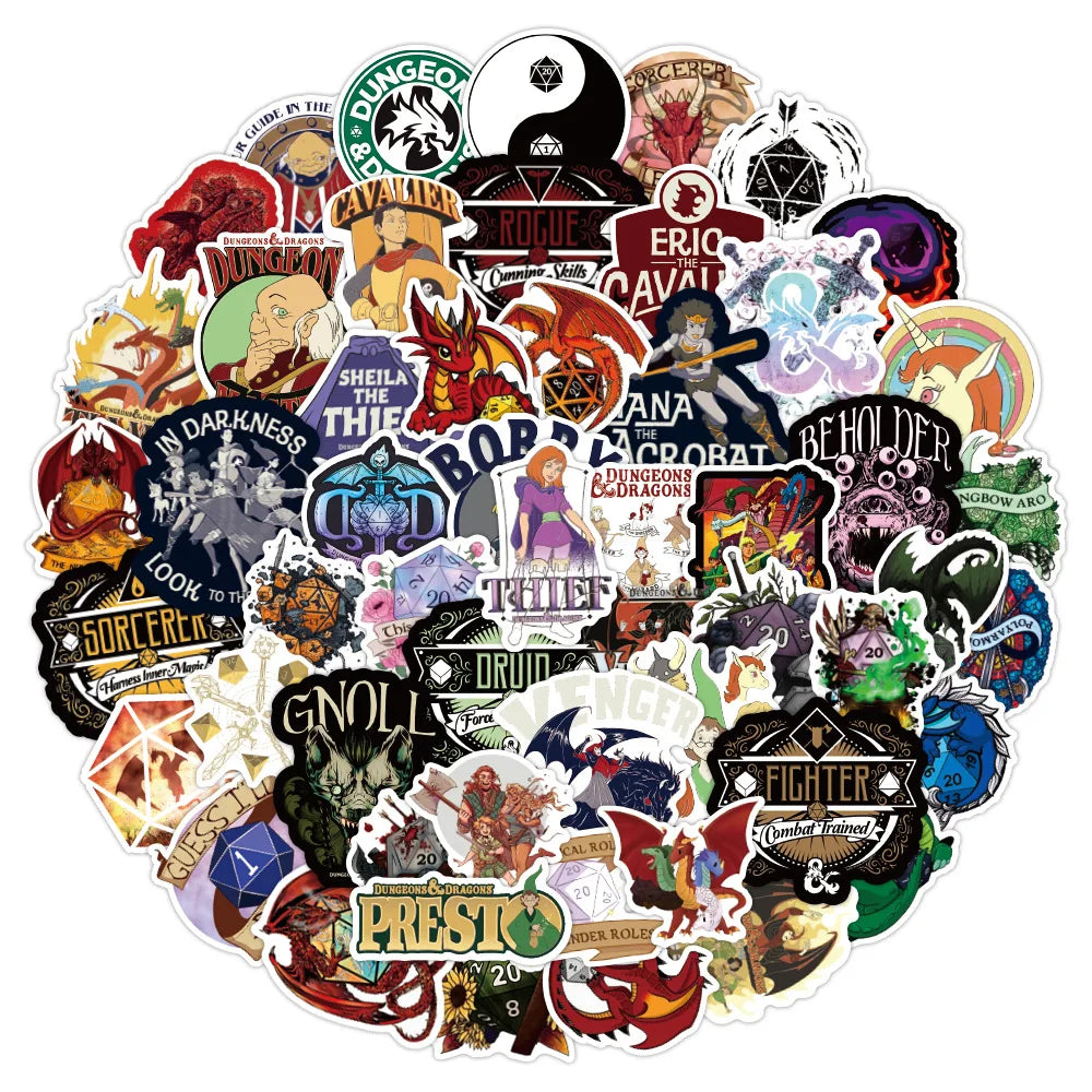 50/100PCS Dungeons and Dragons Stickers Waterproof PVC Skateboard Luggage Motorcycle Guitar Kid Boy Vsco Sticker (ONLINE ORDER ONLY)