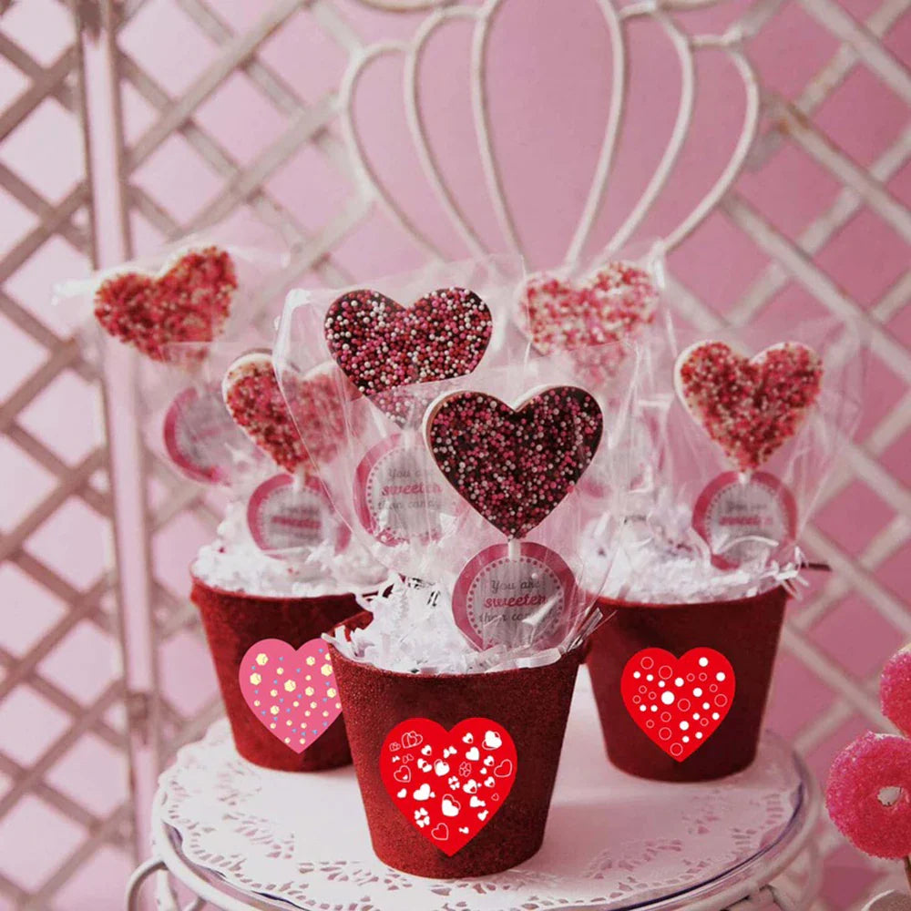 100-500pcs Heart-shaped Wedding Sticker Label Self-adhesive Sealing Decoration Sticker Invitation Label Birthday Party Stickers (ONLINE ORDER ONLY)