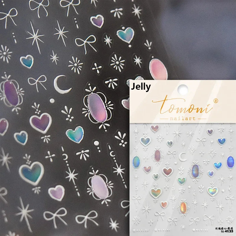 Dreamy Moon Star Cloud Butterfly Starrylight Rhinestone 5D Soft Embossed Relief Nail Art Sticker 3D Decal Decoration Manicure (ONLINE ORDER ONLY)