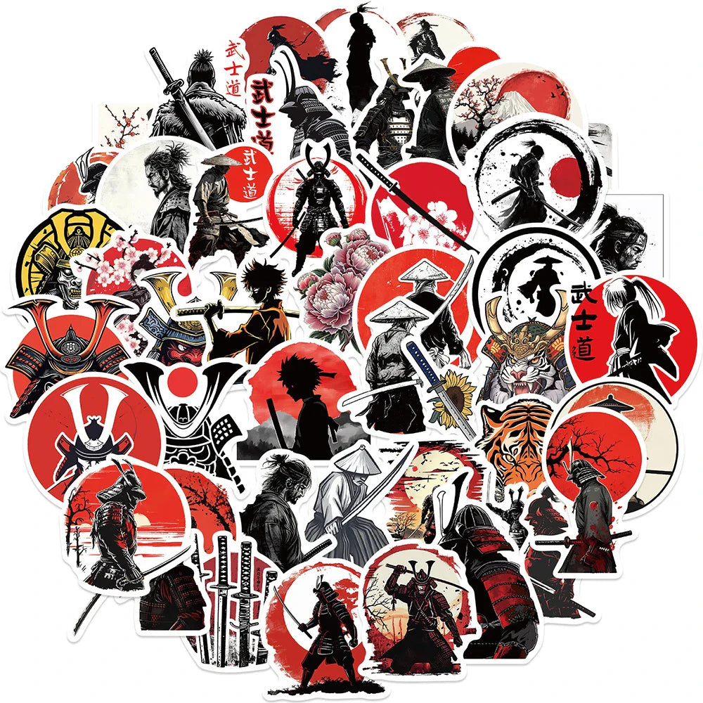 Bushido Cartoon Stickers Pack for Luggage, Guitar, Fridge, Laptop - Funny Graffiti Decals (ONLINE ORDER ONLY)