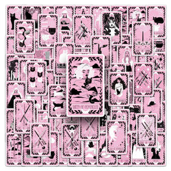 10/78PCS Cool Dark Pink Witch Tarot Stickers Goth Divination Decals Toy DIY Skateboard Laptop Luggage Phone Car Graffiti Sticker (ONLINE ORDER ONLY)