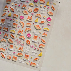 Sweet Cookies Biscuit Snack Delicious Doughnut Savoury Food Bicky Croissant Cheese Pudding Baguette Chic Nail Art Stickers Decal (ONLINE ORDER ONLY)