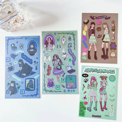 Korean ins Sweet Cool Girl Sticker Diary Scrapbooking DIY Album Decoration Sticker Aesthetic Stationery Art Supplies Personalizd (ONLINE ORDER ONLY)