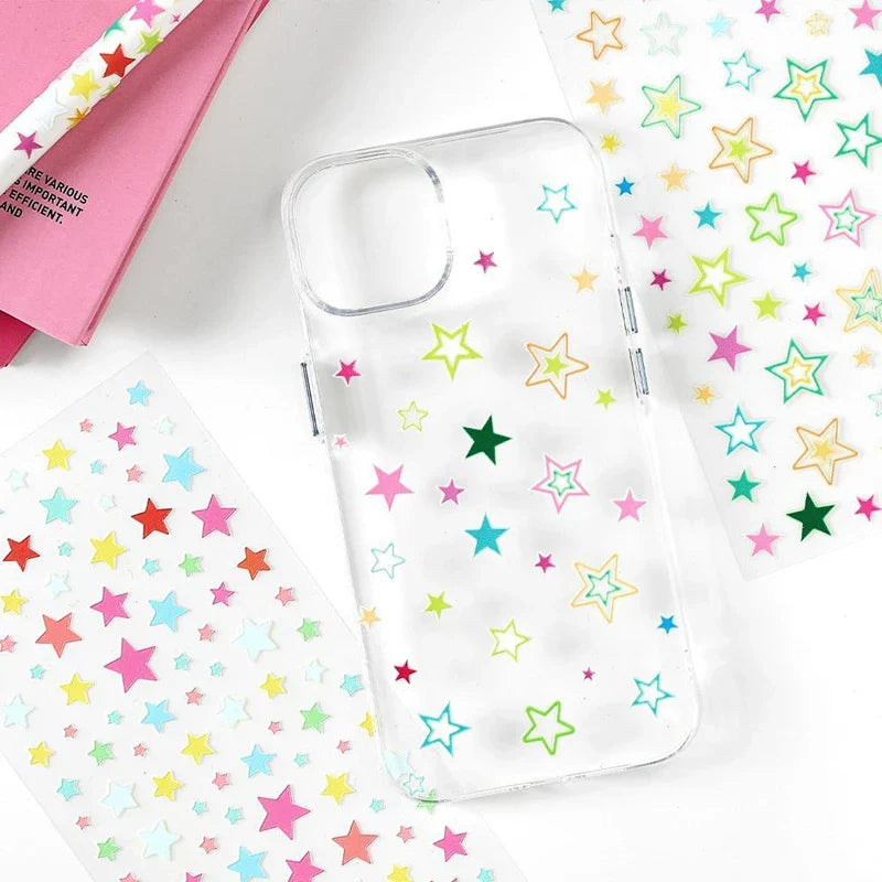 1Pc New Cute Star Resin Stickers Idol Card Deco Scrapbook DIY Material Girls Nails Decoration Stationery Stickers (ONLINE ORDER ONLY)