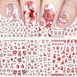 12pcs Cute Christmas Nail Decals Santa Claus Elk Penguin Snowman Cartoon Nail Stickers 3D Self-adhesive Sliders Manicure Decor * (Online Order Only)