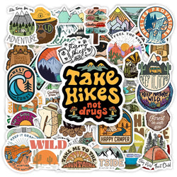 Outdoor Hiking Camping Stickers Forests Mountains DIY Toy Decorative Graffiti Decal for Phone Luggage Laptop Bottles Waterproof (ONLINE ORDER ONLY)