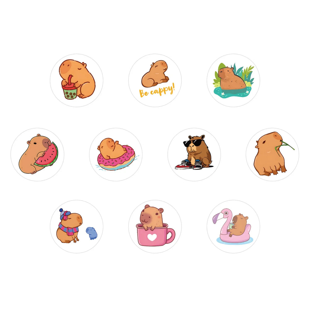 100-500pcs Cute Plump Capybara Cartoon Brown Animals Stickers DIY Scrapbook Phone Reward Seal Label Wall Sticker Kid Toy (Online Order Only)