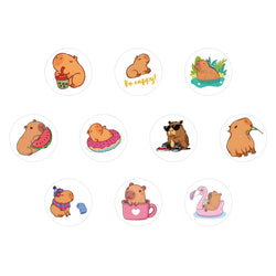 100-500pcs Cute Plump Capybara Cartoon Brown Animals Stickers DIY Scrapbook Phone Reward Seal Label Wall Sticker Kid Toy (Online Order Only)