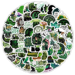 10/30/50/100pcs Cool Retro Green Magic Wizard Witch Stickers Laptop Phone Skateboard Fridge Car Gothic Retro Waterproof Sticker (ONLINE ORDER ONLY)