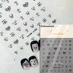 Flower Star Sun Grid Line Interesting Graffiti Tulip Cherry Apple Fruit Dot Painting Adhesive Nail Art Stickers Manicure Decals (ONLINE ORDER ONLY)