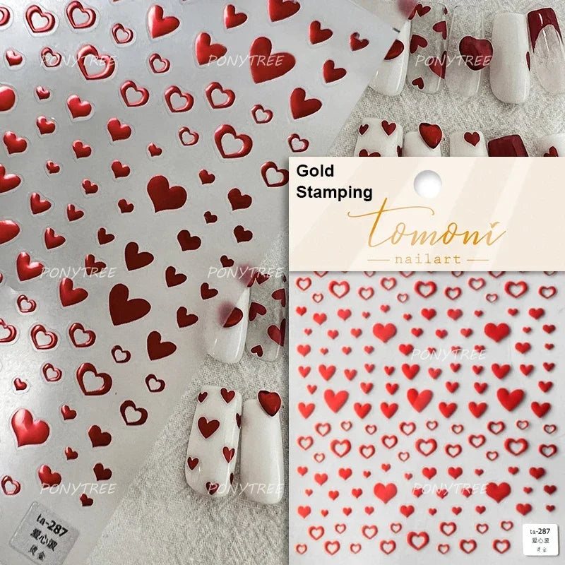 Black Silver Bowknot Love Heart Lace Irregular Line Lava Chic Self Adhesive Nail Art Stickers Embossed Reliefs Manicure Decals (Online Order Only)