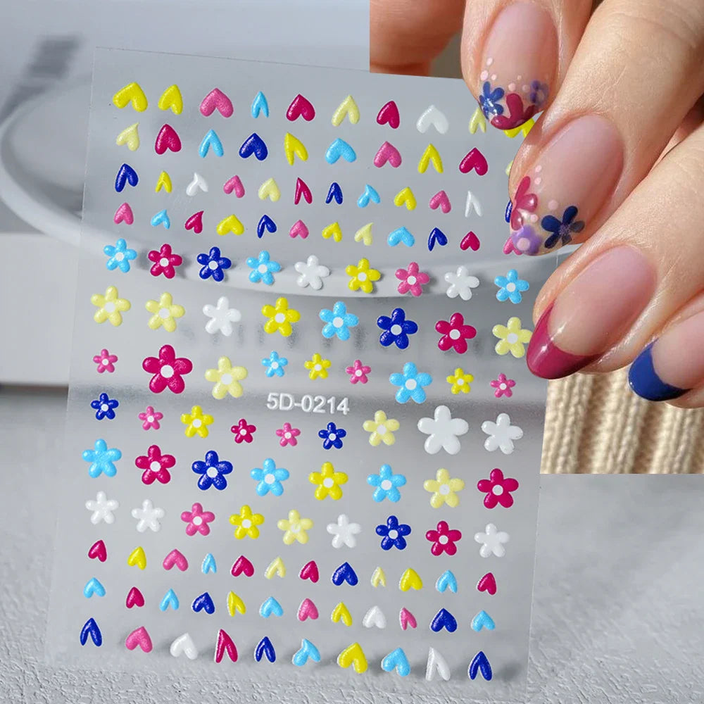 1pc 5D Flower Design Nail Art Stickers Colorful Flowers Nail Art Decals For DIY & Nail Salons Self-Adhesive Nail Art Supplies *^ (ONLINE ORDER ONLY)