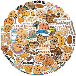 50Pcs Cartoon Cookies Stickers for Stationery Scrapbook Phone Laptop Art Decal Sticker for Yummy Dessert Mini Diary Decals Toy (Online Order Only)