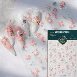 Pink Purple Orchid Hibiscus Rosa-sinensis Flower Butterfly Antique Lattice Window Adhesive Nail Art Stickers  Manicure Decals (Online Order Only)