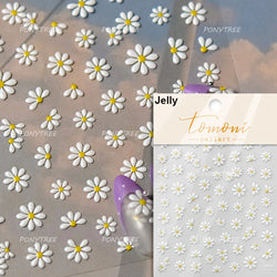White Daisy Sunflower Green Leaves Wreath Garland Flower Cluster Bouquet Flat Adhesive Nail Art Sticker Manicure Decals Supplies (Online Order Only)