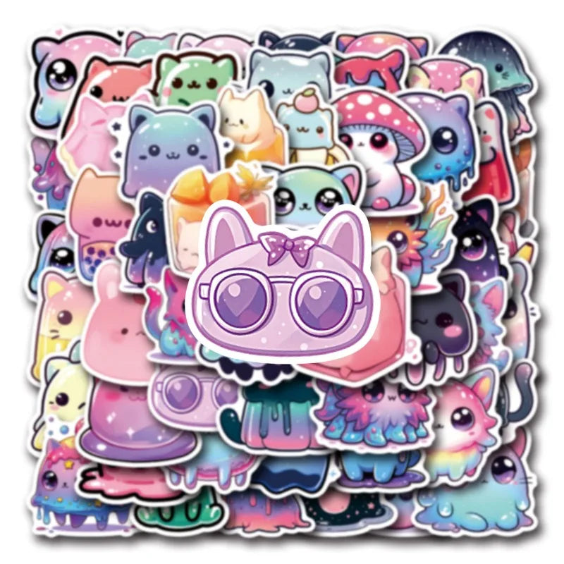 54pcs Cartoon Cat Stickers for Luggage, Water Bottles, Phones, Laptops, Cars, Scooters, Refrigerators (Online Order Only)