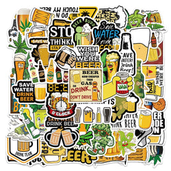 50pcs Funny Cartoon Beer Stickers For Luggage Guitar Phone Skateboard Vinyl Waterproof Graffiti Car Laptop Decals (ONLINE ORDER ONLY)