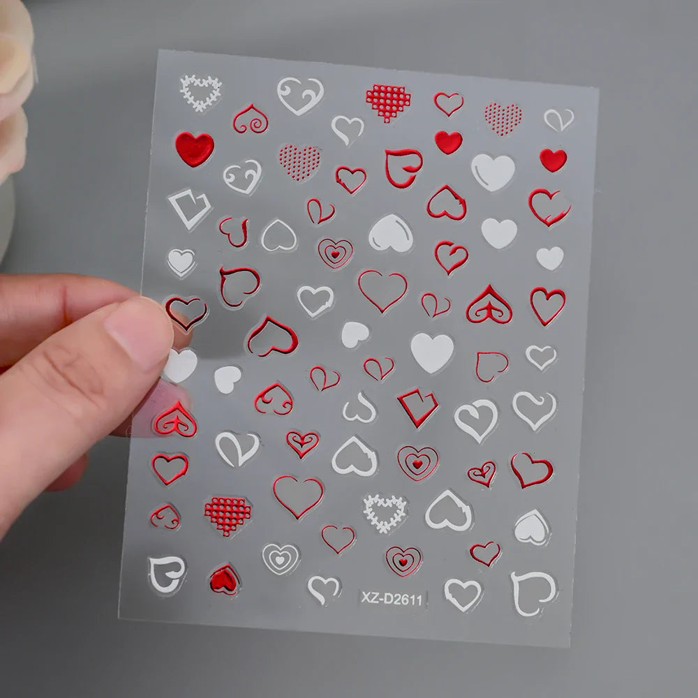 1pc Bohemian Valentine Nail Stickers 3D Self-Adhesive Fantasy Nail Art Glitter Sun, Heart, Lock, Star & Moon Designs Nail Decals (ONLINE ORDER ONLY)