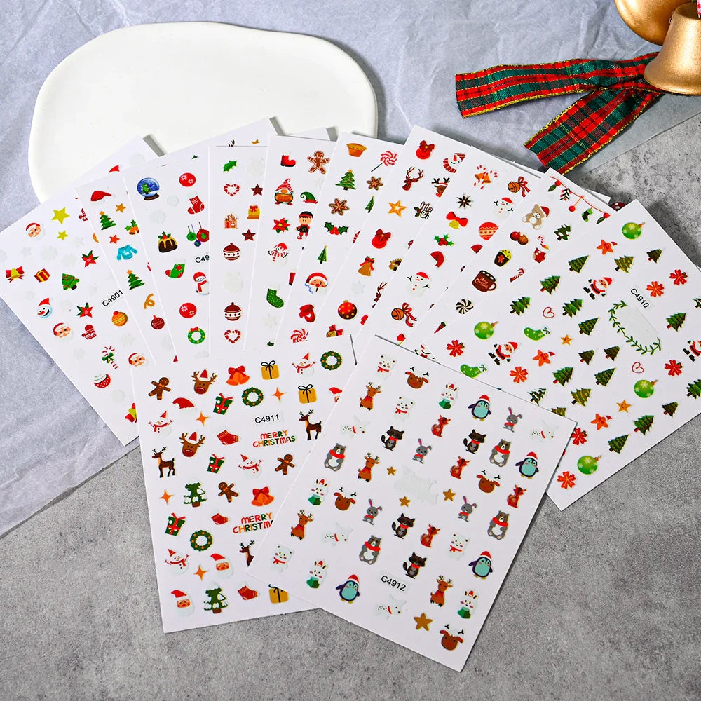 Merry Christmas Penguin Nail Art Sticker 3D Slider Deer Santa Claus Decal New Year Nail Decorations Sticker Manicure Accessories (ONLINE ORDER ONLY)
