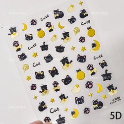 Mysterious Egyptian Cat Totem Eye Symbol Black Pharaoh Kitty Paw Sun Self Adhesive Nail Art Stickers Manicure Decals Wholesale (Online Order Only)