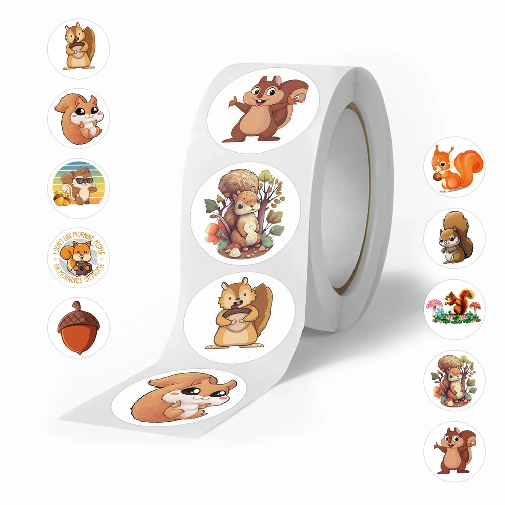 100-500pcs Cute Animal Squirrel Stickers Packs Laptop Phone Case Scrapbook Notebook Reward Sticker Decal for Kid Gift Toy (ONLINE ORDER ONLY)