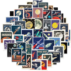 50PCS Space Travel Planner Stickers Aesthetic Motorcycle Phone Car Skateboard Laptop Sticker Decal Classic Toy (Online Order Only)
