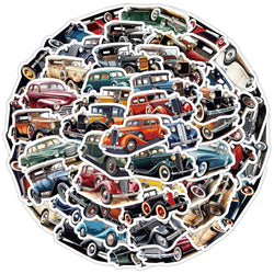 Retro Car Cartoon Stickers for Phone, Laptop, Luggage, Skateboard - 10/30/50PCS (ONLINE ORDER ONLY)