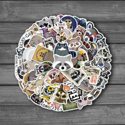 50Pcs 2022 New Cartoon Raccoon Stationery Sticker Waterproof Decals Laptop Scrapbooking Planner Diary Stickers Kids Gift Toys (ONLINE ORDER ONLY)