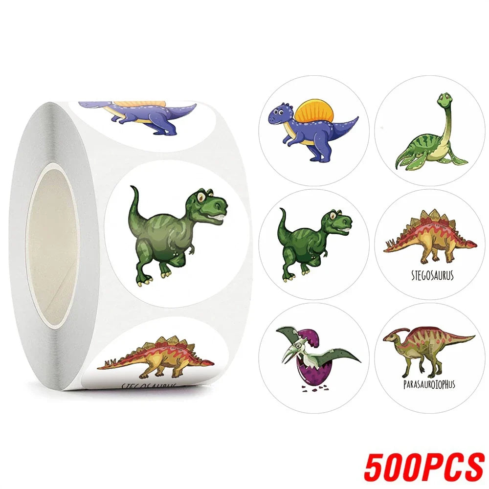 500PCS Children's Cartoon Stickers Little Dinosaur Pattern Kids Stationery Supplies School Teacher Supplies Reward Stickers (Online Order Only)
