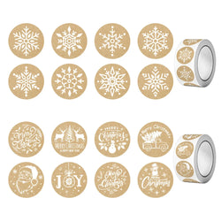 New kraft Paper Christmas White Snowflake Santa Claus Stickers Party Decoration Gift Sealer Office Stationery (ONLINE ORDER ONLY)