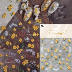 Watercolor Style Colourful Rose Flower Embossment Romantic Garden 5D Self Adhesive Nail Art Decoration Stickers Manicure Decals (ONLINE ORDER ONLY)