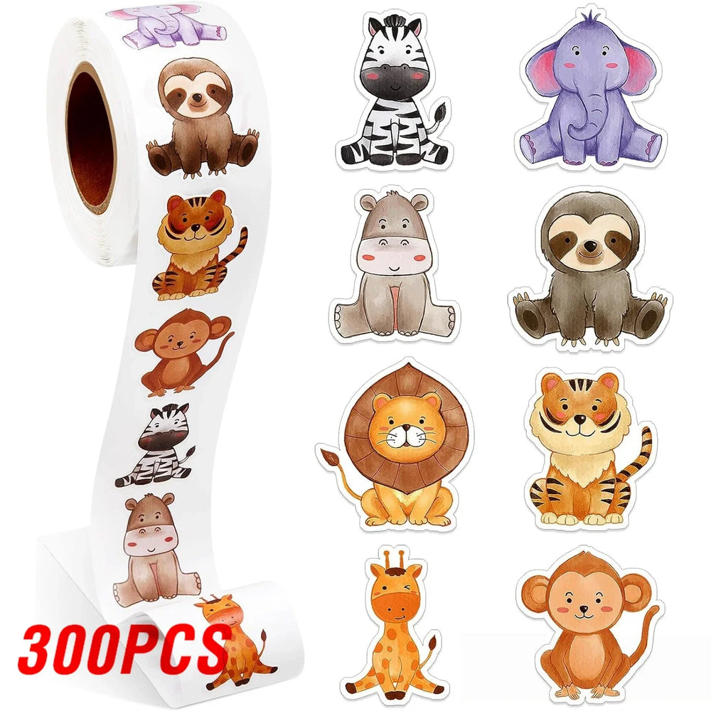 100-500pcs Animals Cartoon Reward Label Sealing Thank You Sticker Stationery DIY Decoration Scrapbooking School Supplies (Online Order Only)