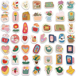 100pcs Cute Cartoon Colorful Flowers Animals Stickers Pack For Luggage Laptop Guitar Phone Waterproof Graffiti Bicycle Car Decal (ONLINE ORDER ONLY)