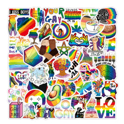 10/30/50PCS Rainbow LGBT Gay Pride Stickers DIY Skateboard Phone Laptop Luggage Suitcase Car Bike Wall Decals Sticker Toys Gift (ONLINE ORDER ONLY)
