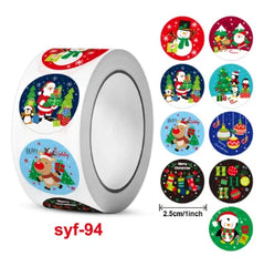 New kraft Paper Christmas White Snowflake Santa Claus Stickers Party Decoration Gift Sealer Office Stationery (ONLINE ORDER ONLY)