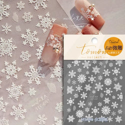 Shiny White Pink Blue Gold Snowflakes Hexagon Water Bubbles Winter 5D Self Adhesive Nail Art Stickers Rhinestone Manicure Decals (ONLINE ORDER ONLY)