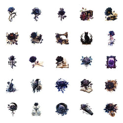 10/30/50PCS Dark Purple Rose Sticky PVC Sticker Aesthetic Children's Stationery DIY Decoration Scrapbooking School Supplies (ONLINE ORDER ONLY)