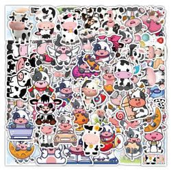 10/50/60PCS Milk Cow Sticker Laptop Stationery Scrapbook Cute Sticker Aesthetic Scrapbook Materials Craft Supplies Children (ONLINE ORDER ONLY)