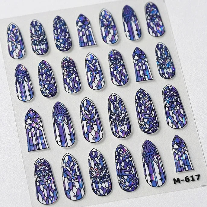 Metal Snake Flower Pattern Stars Eye Pot Moon Butterfly Story Retro Meteor Candle Hourglass Nail Art Sticker Manicure Tool Decal (ONLINE ORDER ONLY)