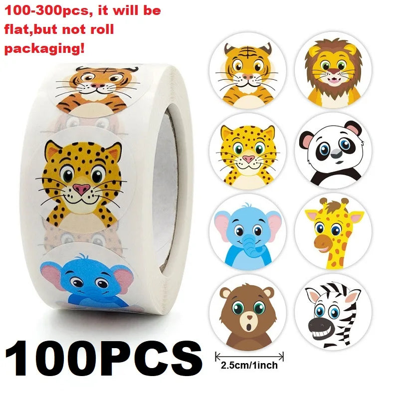 100-500PCS New Kids Stickers Korean Stationery Rolling Cartoon Animal Stickers Roll Small Packaging Stickers Photocard Decor (ONLINE ORDER ONLY)