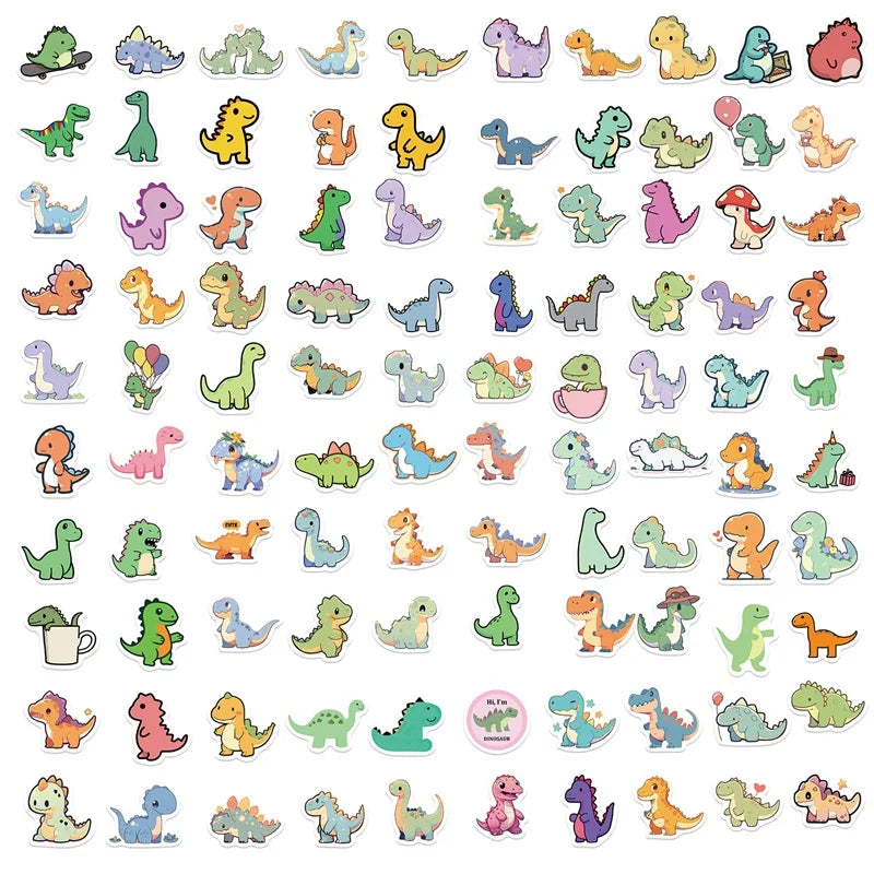 10/30/100PCS Cartoon Small Dinosaur PVC Sticker Aesthetic Children's Decoration Scrapbooking Stationery School Supplies for Kids (ONLINE ORDER ONLY)