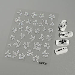 1pcs 5D Floral Nail Art Stickers Acrylic Flowers Decals with Glitter Self-Adhesive Elegant Silver Black Blossoms Theme Nail Art* (ONLINE ORDER ONLY)