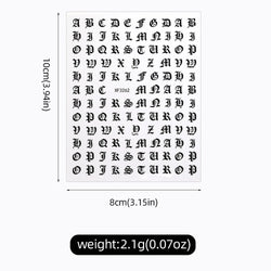 8pcs Gothic Alphabet Design Nail Art Stickers Retro English Letter Nail Art Stickers 3D Self-Adhesive Designs Nail Art Supplies* (Online Order Only)
