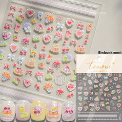 Retro Lace Gird Bowknot Love Heart Flower Leaves Fabric Art Photo Frame Embossed Self Adhesive Nail Art Stickers Manicure Decals (ONLINE ORDER ONLY)