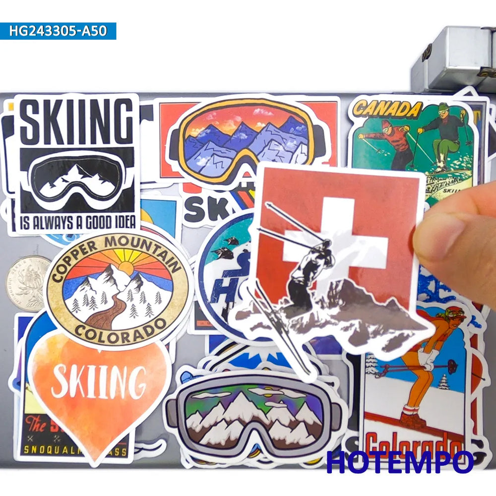 20/30/50Pieces Skiing Stickers Extreme Sport Retro Graffiti Adventure Trip for Phone Luggage Motorcycle Car Bike Laptop Sticker (Online Order Only)