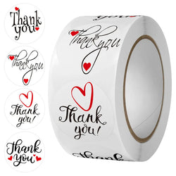 50-500pcs Thank You Stickers Heart Seal Labels Cute Paper Stickers For Wedding Party Cards Stationery Stickers Baking Packaging (Online Order Only)