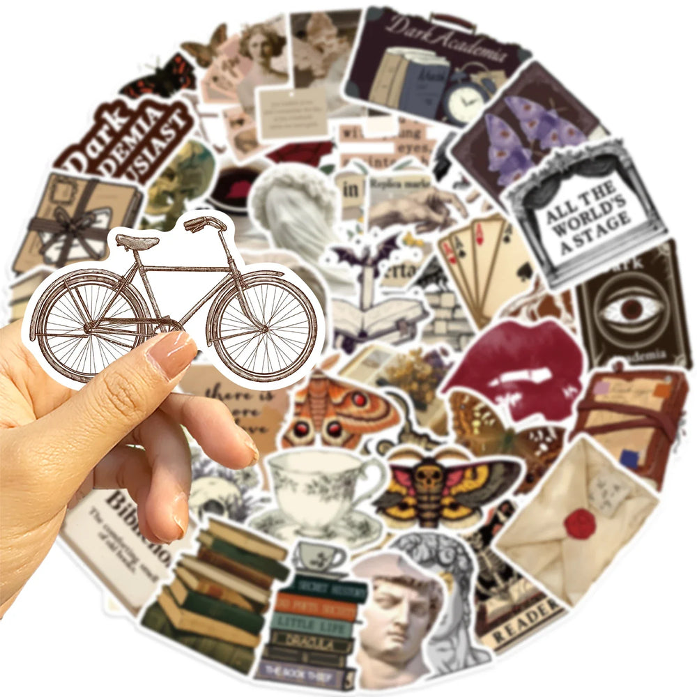 50PCS Cool Aesthetic Dark Academia Stickers Waterproof Cartoon Art Decals Phone Laptop Luggage Skateboard Sticker (ONLINE ORDER ONLY)